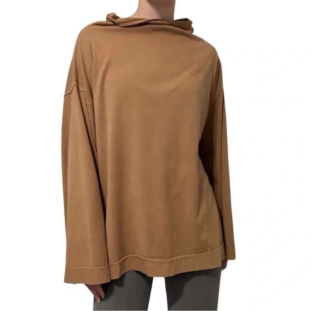 Free People Flare Sleeve Blouse Top Oversized Slouchy Boho Casual Size Large